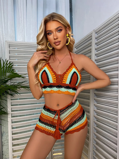 Super Creative Design Crochet Strapless Bikini Suit