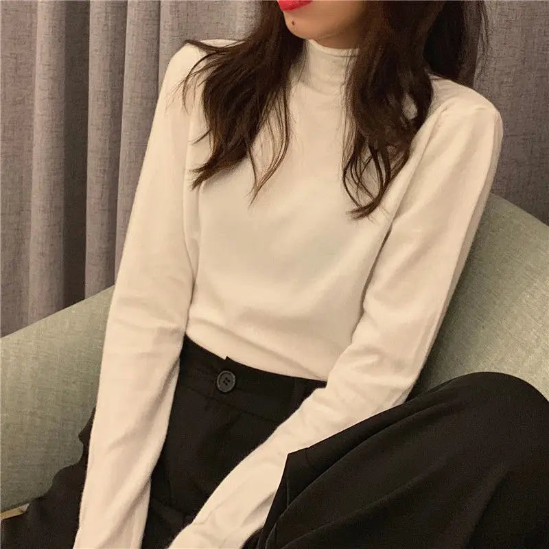 2025 Womens Turtleneck Pullover Black White Striped Sweater Elegant Knit Top For Autumn Winter Outerwear