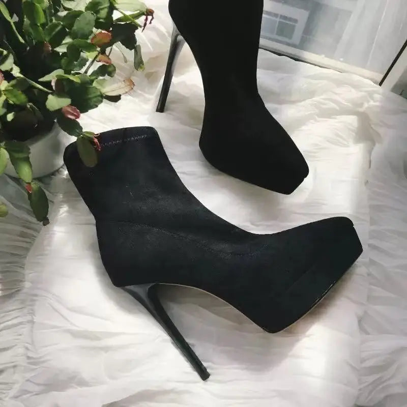 Pointed Toe Embroidery Ethnic Boots For Women Low Heel Red Platform Pumps Modern Designer Plus Size Banquet Shoes