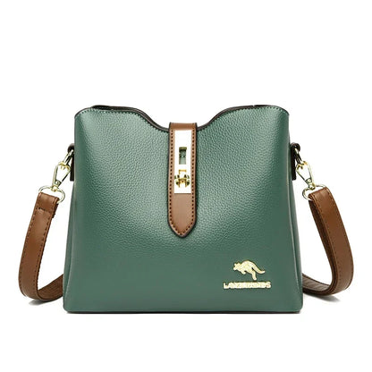 2025 New Pu Large Capacity Womens Tote Bag Fashion Contrast Color Single Shoulder Crossbody Handbag Stylish Lady Bag