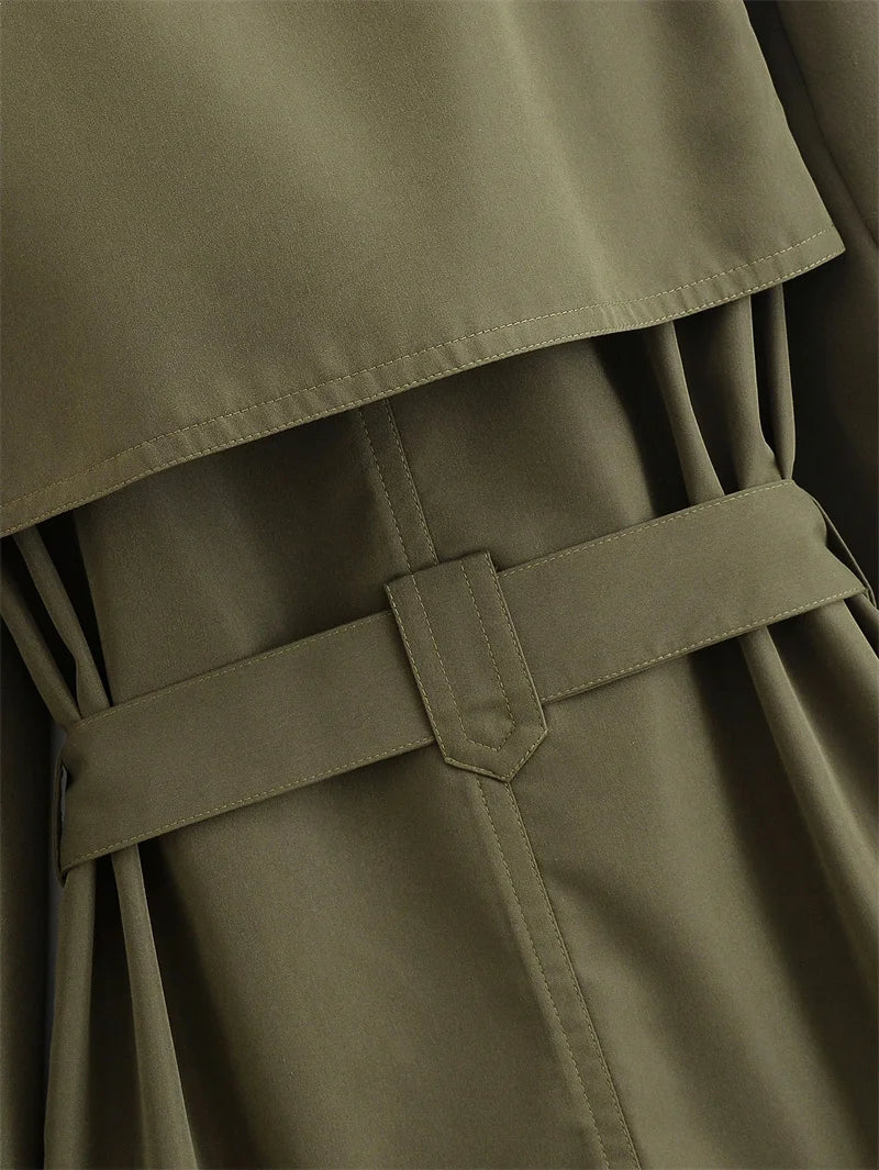 Long Belted Women Trench Coat