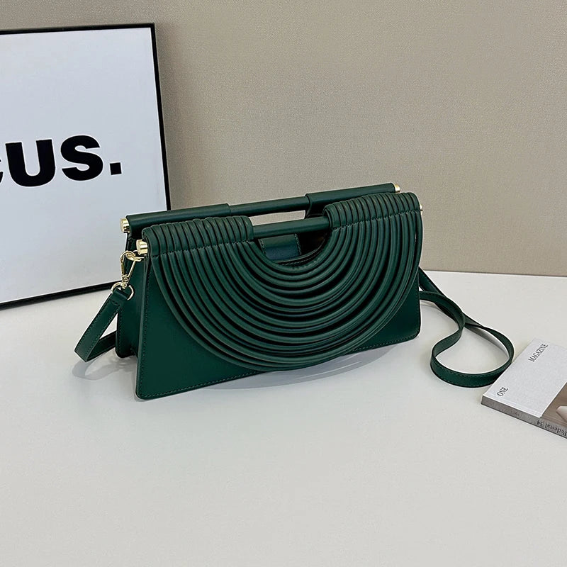 Designer Style Striped Evening Clutch Crossbody Bag