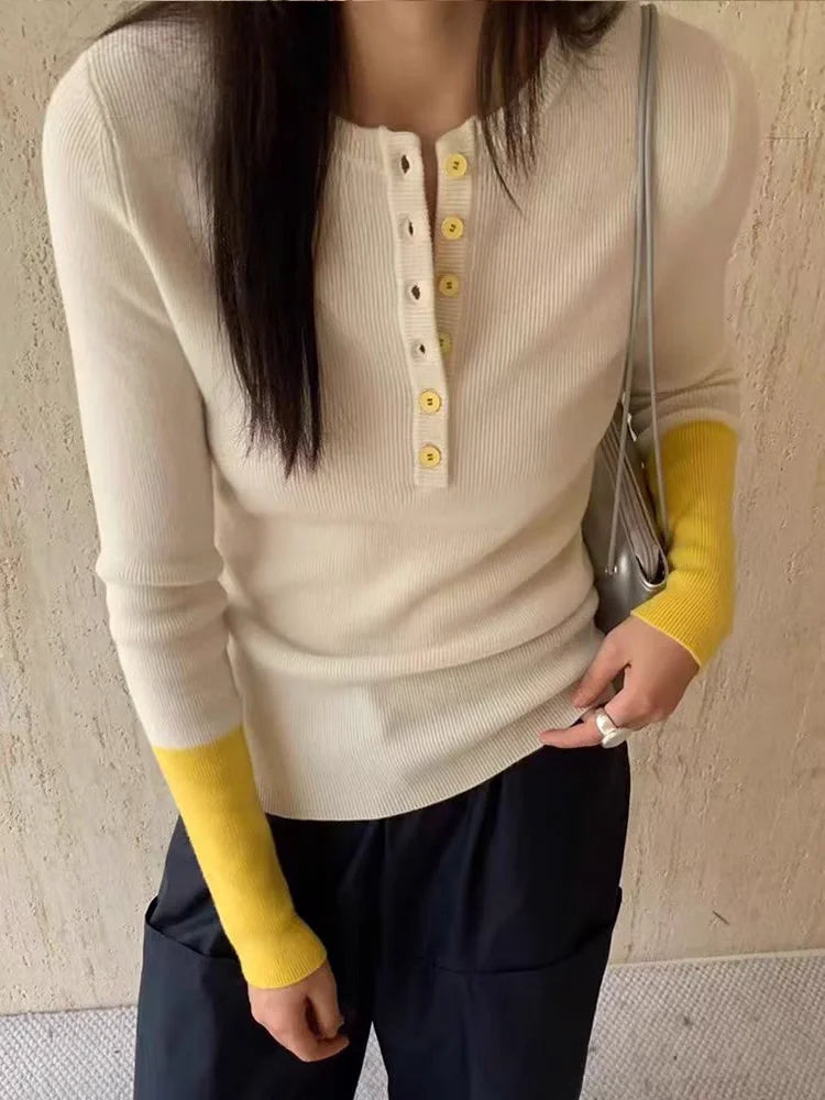 Womens V Neck Knitted Sweater Autumn Winter Slim Fit Soft Pullover Solid Color Basic Knitwear Jumper