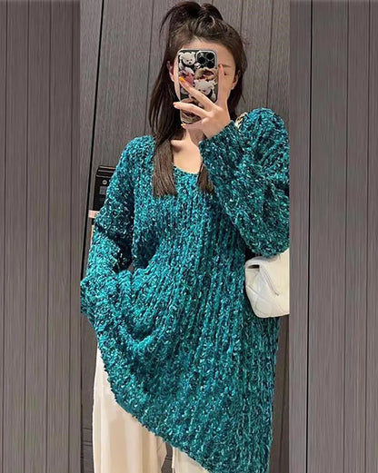 Women's Baggy V-Neck Sweater – Soft Knitted Harajuku Pullover, Casual Autumn Streetwear