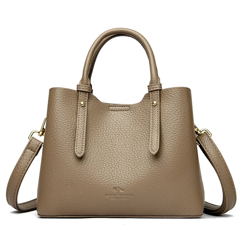 Elegant Textured Leather Top Handle Tote