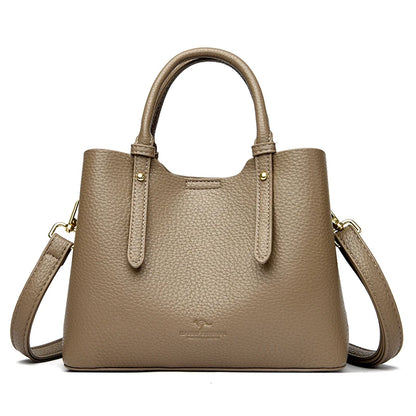 Elegant Textured Leather Top Handle Tote