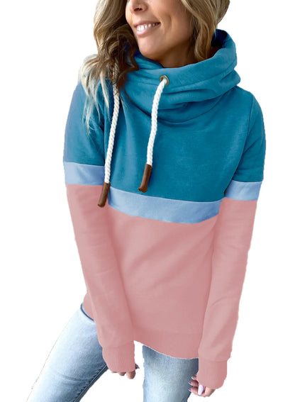 Unisex Color Block Hoodie Long Sleeve Drawstring Pullover For Work Casual Wear