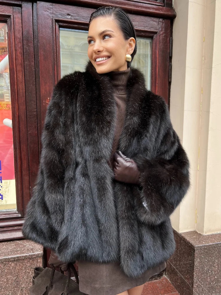 Elegant Thick Fur Women Coats