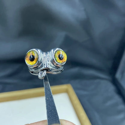 Big-Eyed Frog Ring – Retro Acrylic Adjustable Unisex Statement Ring