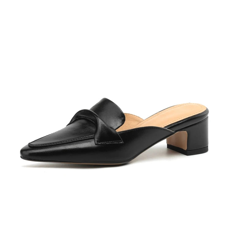 Womens New Designer Faux Leather Pointed Slippers