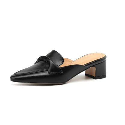 Womens New Designer Faux Leather Pointed Slippers