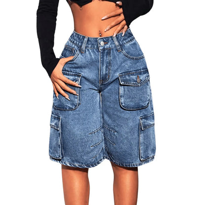 90s Streetwear Denim Cargo Shorts