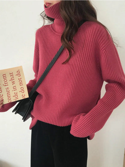 2025 Womens Half Turtleneck Sweater Solid Color Loose Long Sleeve Zipper Top Sporty Casual Autumn Sweatshirt