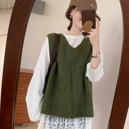 Korean Style Plus Size Autumn Sleeveless Vest For Women