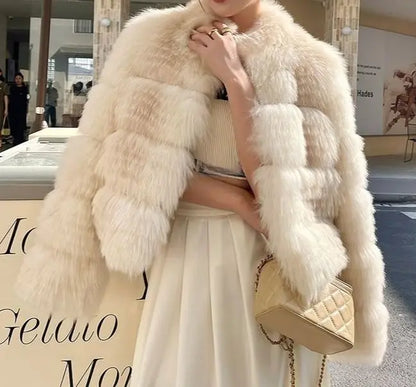 New Winter Fashion Beige Furry Jackets