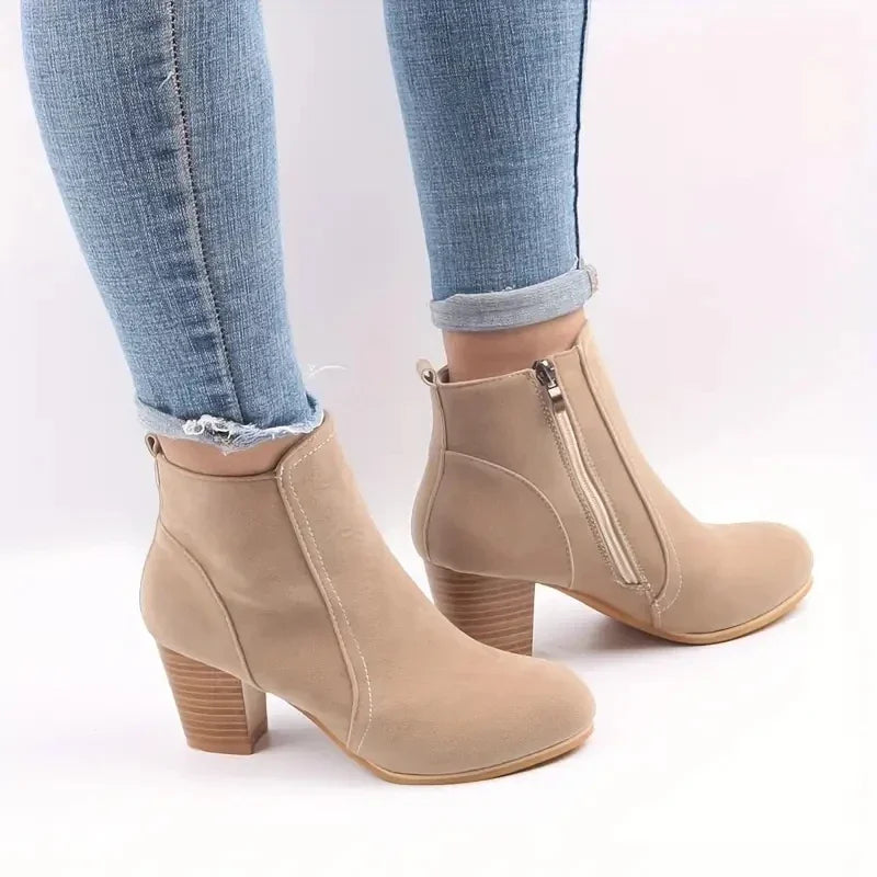 Luxury Suede Chelsea Ankle Boots for Women - 2025 Autumn Winter Chunky Heels