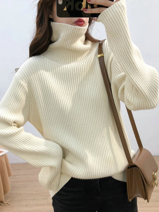 2025 Womens Half Turtleneck Sweater Solid Color Loose Long Sleeve Zipper Top Sporty Casual Autumn Sweatshirt