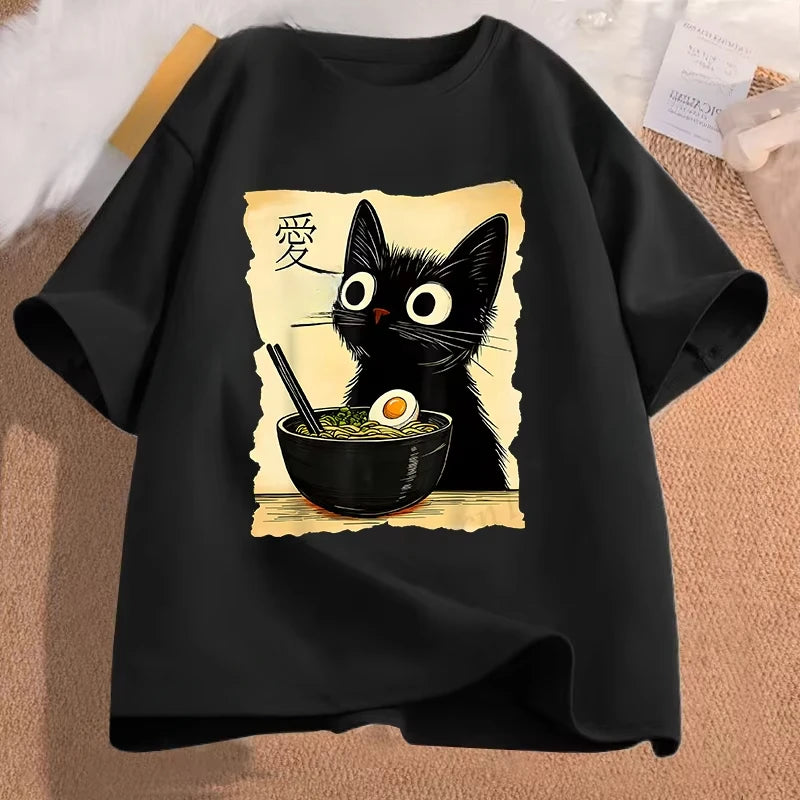 Ramen Cat Vibes: The Ultimate Oversized Anime Tee