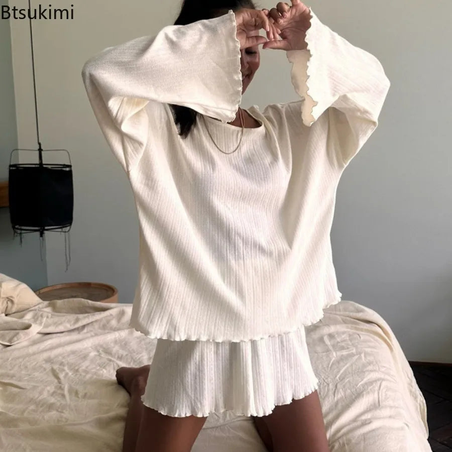 2025 Korean Style Women S Pajama Set 2 Piece Summer Sleepwear With Pocket Button Up Shorts Nightwear For Home