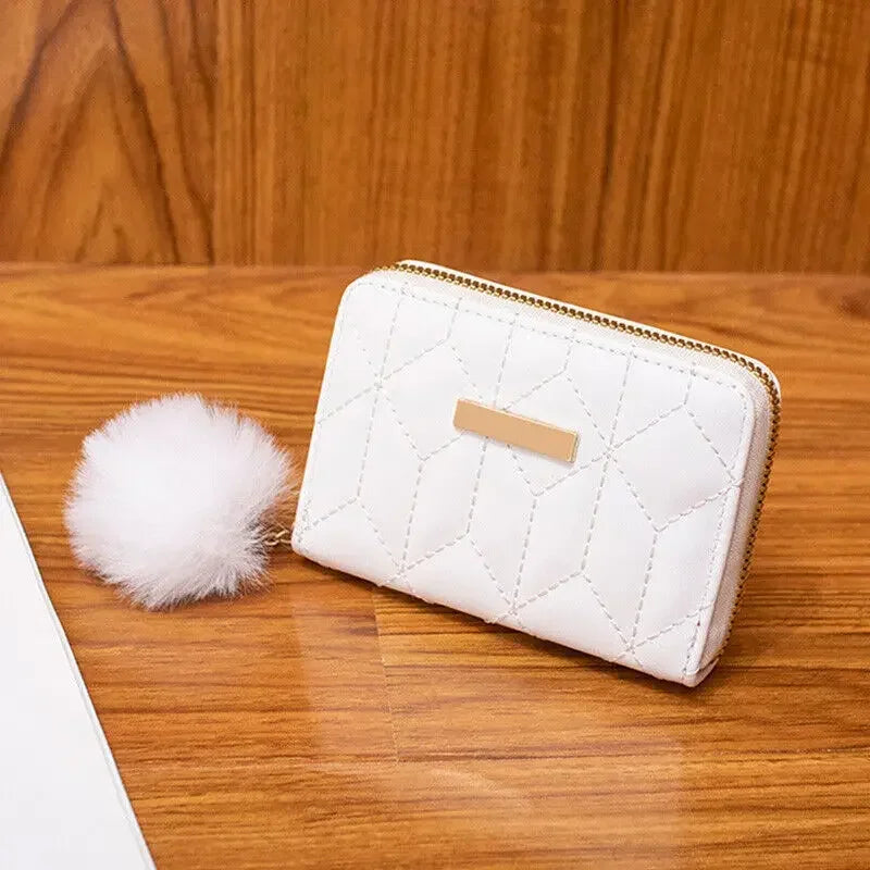 Womens Mini Triangle Leather Wallet Large Capacity Clutch Casual Coin Purse Handbag