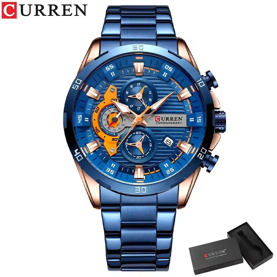 Mens Stainless Steel Creative Waterproof Analog Watches