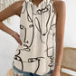 Off ShoulderSleeveless Abstract Printed Women Blouse