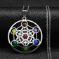 Sacred Geometry 7 Chakra Metatron Heart Necklace