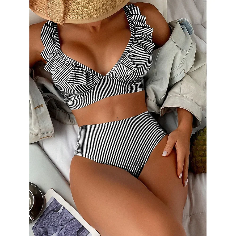 Sexy Ruffle Down One Piece Dress Bikini Monokini