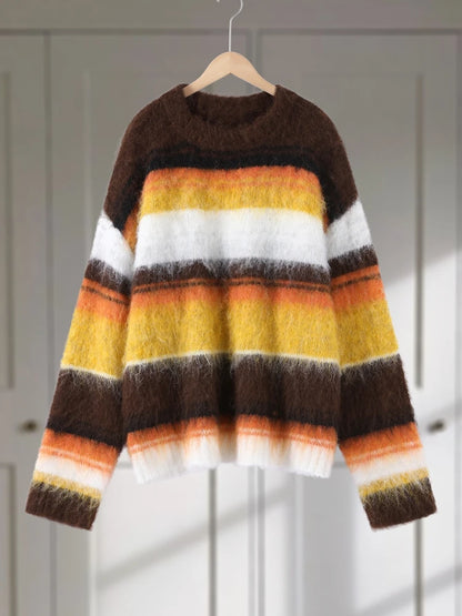 Oversized Striped Mohair Sweater for Cozy Stay-in Days