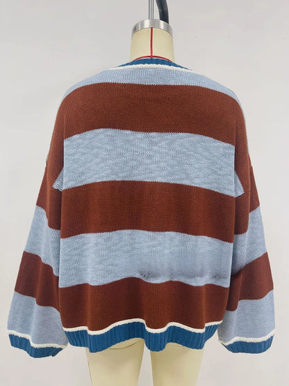 Oversized Striped Knit Sweater for Beach Club Sunsets
