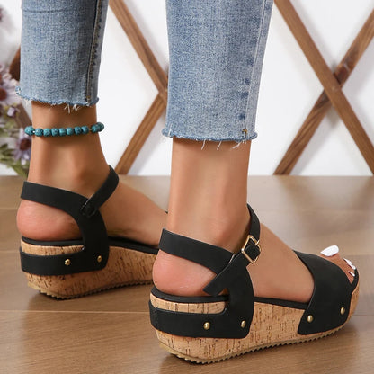 Thick Sole Wedge Heel Gladiator Sandals For Women