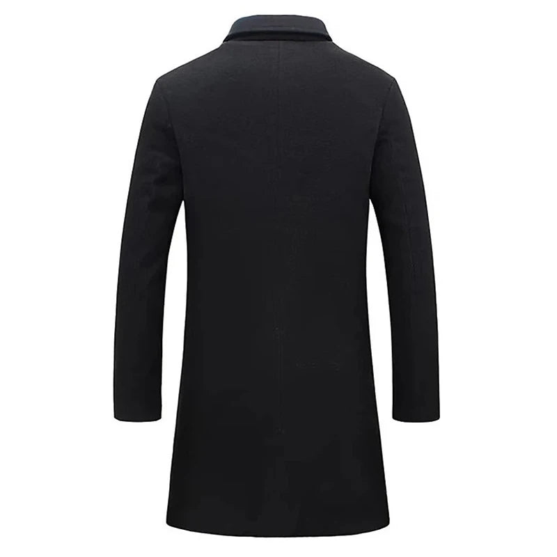 Vintage Buttoned Trench Coat Casual Solid Color Outerwear For Mens Fashion 2024