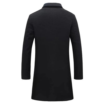 Vintage Buttoned Trench Coat Casual Solid Color Outerwear For Mens Fashion 2024