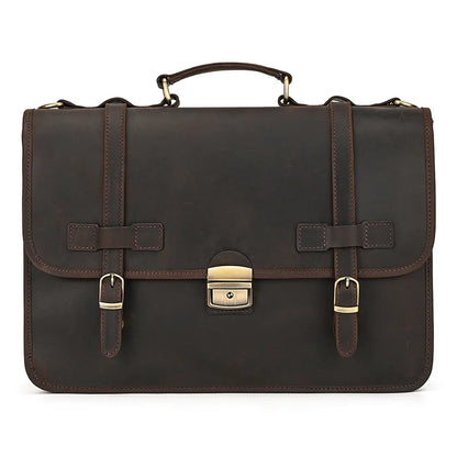 Mens Genuine Leather Briefcase 14 Laptop Messenger Bag Business Portfolio For Documents A4 Files