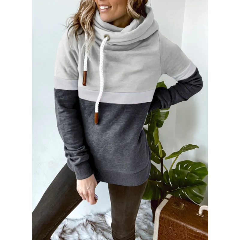 Unisex Color Block Hoodie Long Sleeve Drawstring Pullover For Work Casual Wear