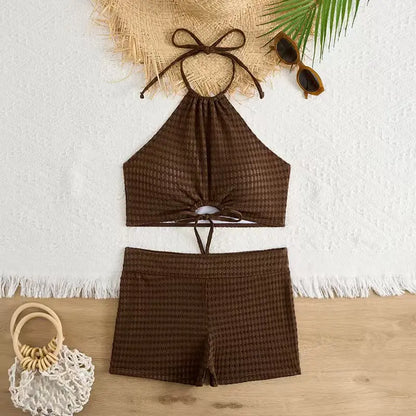 2025 One Shoulder High Waist Bikini Solid Color Padded Swimsuit For Women Trendy Summer Beachwear