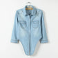 2024 Vintage Denim Shirt: Casual Cropped Style for Women's Summer