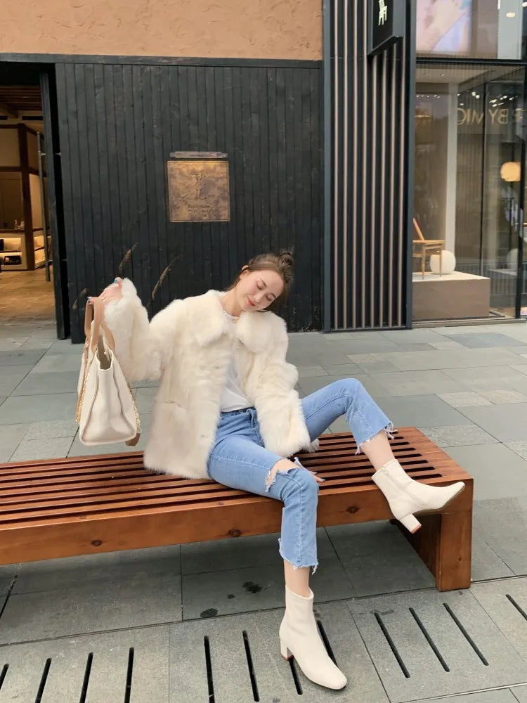 Elegant Zipper Closure Women Suede Boots