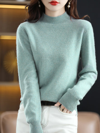 2025 Womens 100 Pure Wool Cashmere Sweater Turtleneck Pullover Loose Fit High Neck Knit Top For Autumn Winter Large Size