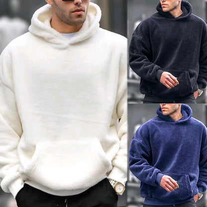 Men's Winter Lamb Wool Hoodie – Oversized Fleece Pullover Sweatshirt Joggers