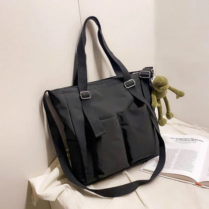 Women S Shopper Bag Simple Fashion Zipper Handbag Waterproof Nylon Crossbody Large Capacity Tote Shoulder Bag