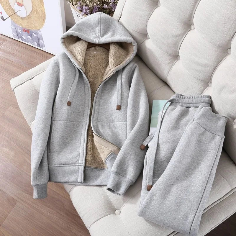 Women S Autumn Winter Fleece Lined Hooded Sweatshirt 2 Piece Set Casual Style With Skirt Cozy Outfits