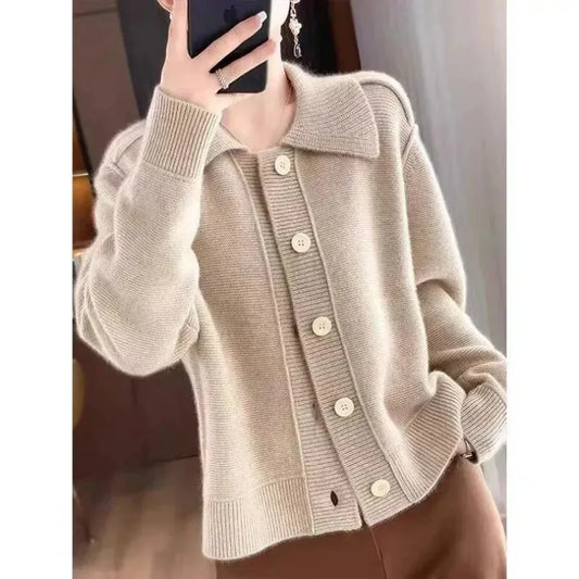 Chic Caramel Knit Cardigan for Coffee Shop Dates