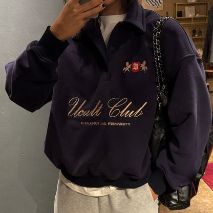 Half Zipper Loose Fit Warm Sweater For Women