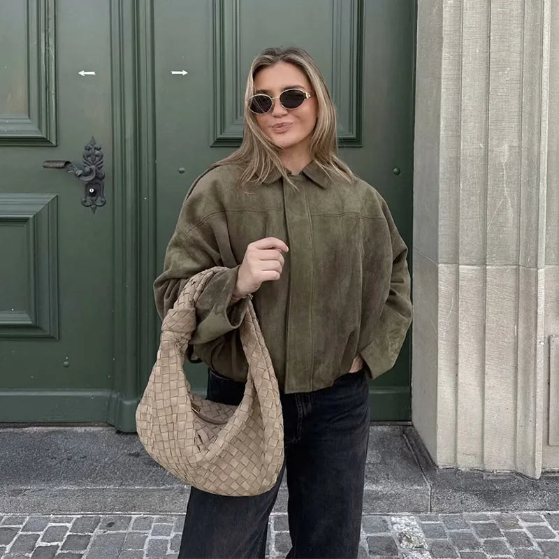 Turn Down Collar Hooded Fluffy Women Outwear Coats