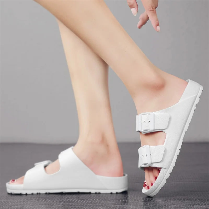 Minimalist White Beach Sandals for Your Next Summer Resort Vacation