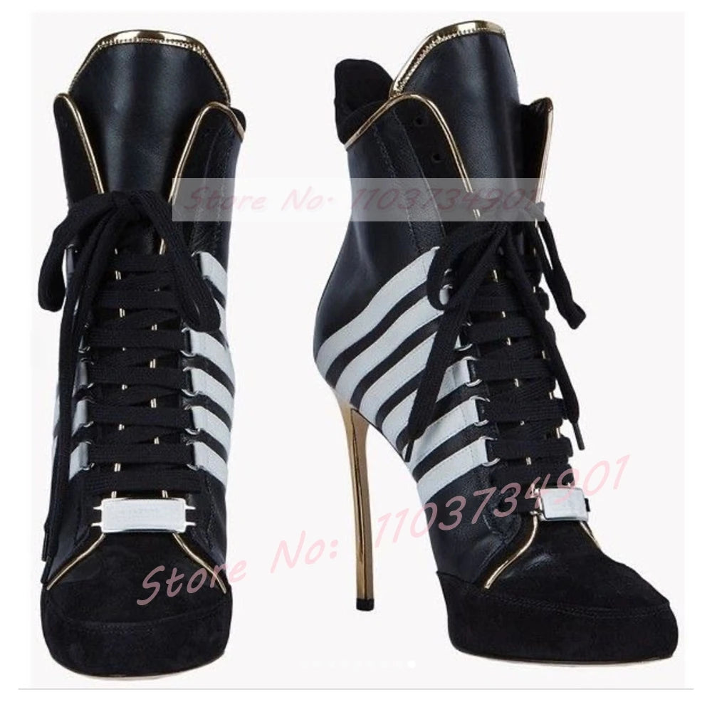 Lace Up Decorated Design High Heel Women Luxury Boots