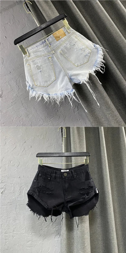 New Low-Waisted Ripped Denim Shorts For Women