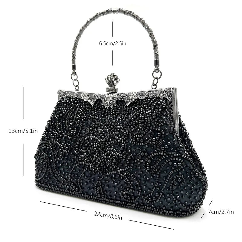 Queen Style Antique Crystal Beaded Evening Handbag