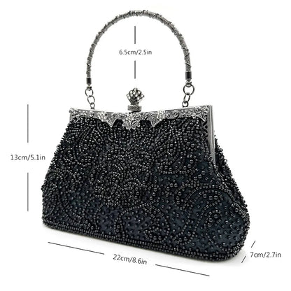 Queen Style Antique Crystal Beaded Evening Handbag